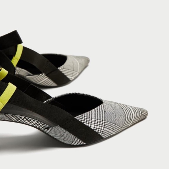 Zara Plaid Sling Back Kitten Heels NWOB - Picture 5 of 5